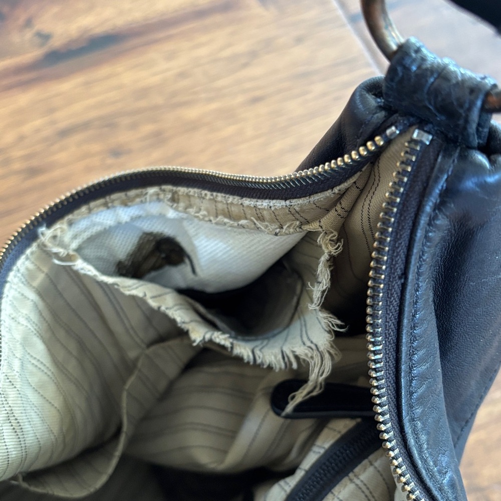 Frye Heidi Handag Studded Black Leather Fringe - Stud Hobo - Picture 10 of 11